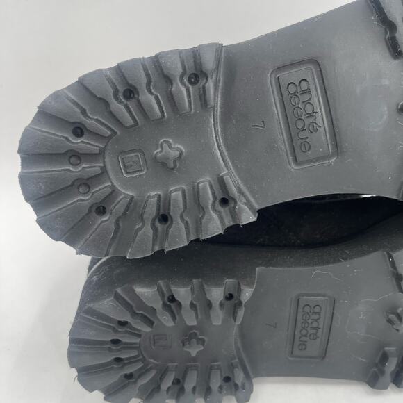 ANDRE ASSOUS Sock Boot Size 7 Sara Black Zebra Print NEW Leather Lug Sole NWOT - Picture 12 of 13